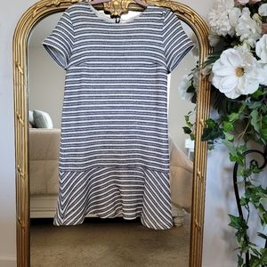 Ann Taylor Loft Dress Flounce Hem Tweed stripe